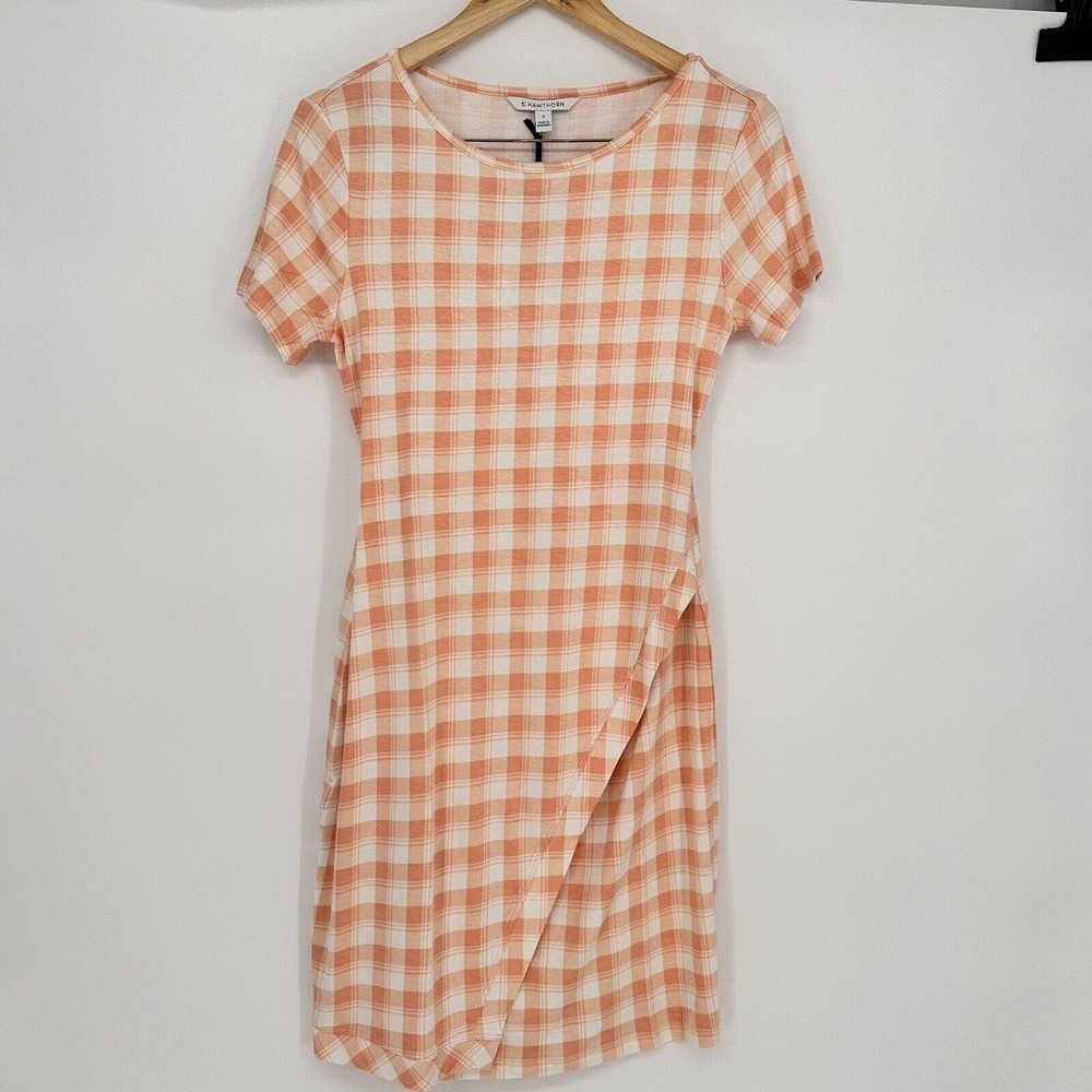 NWT 41Hawthorn Women Orange Casual Dress‎ Medium Plaid